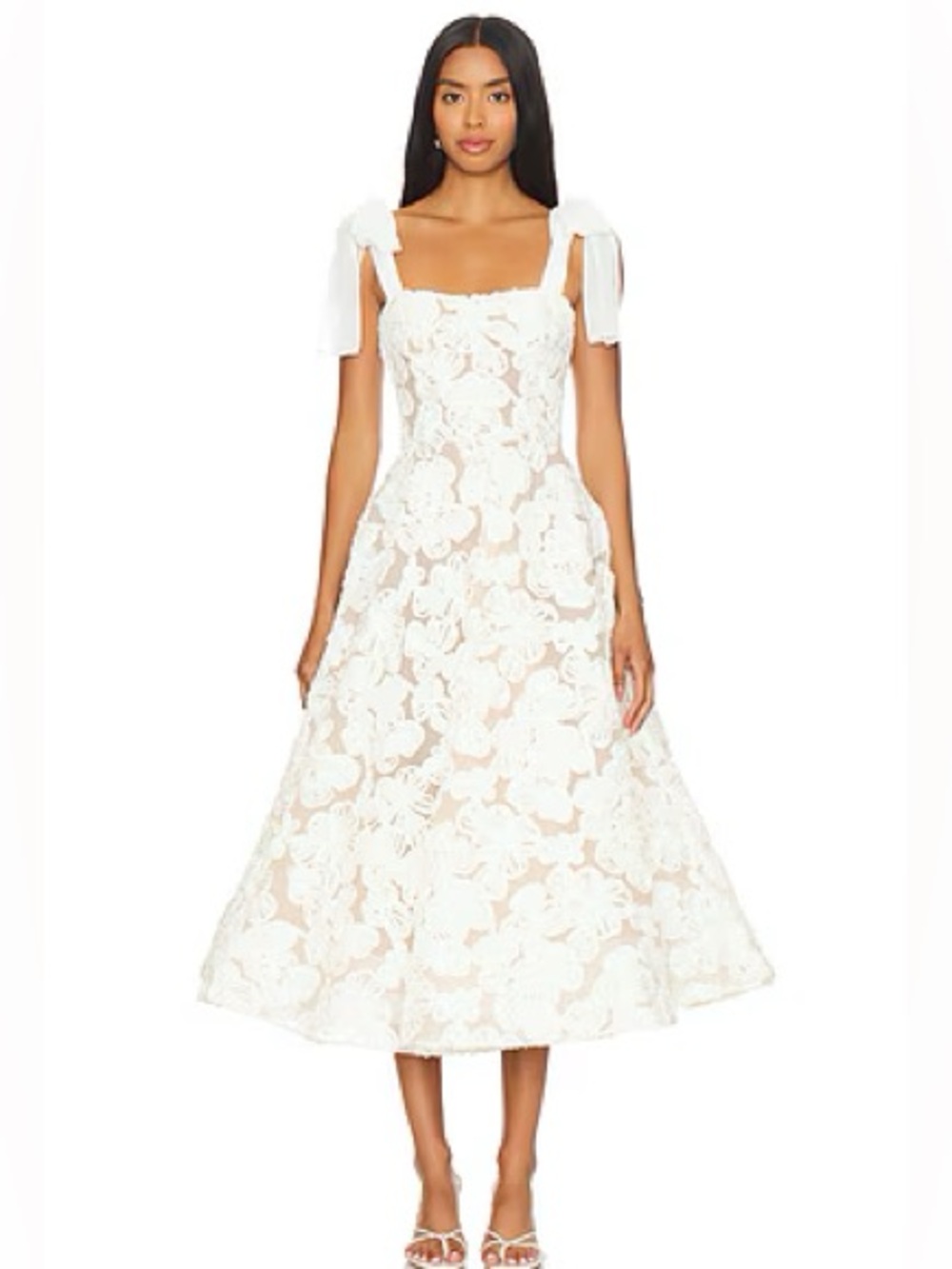 Sabrina White Floral Midi Dress by Bronx and Banco
